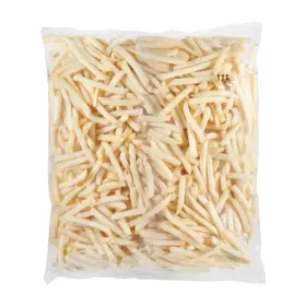 Simplot Conquest Fries Papas a la francesa corte recto con cobertura transparente, Reverso del paquete