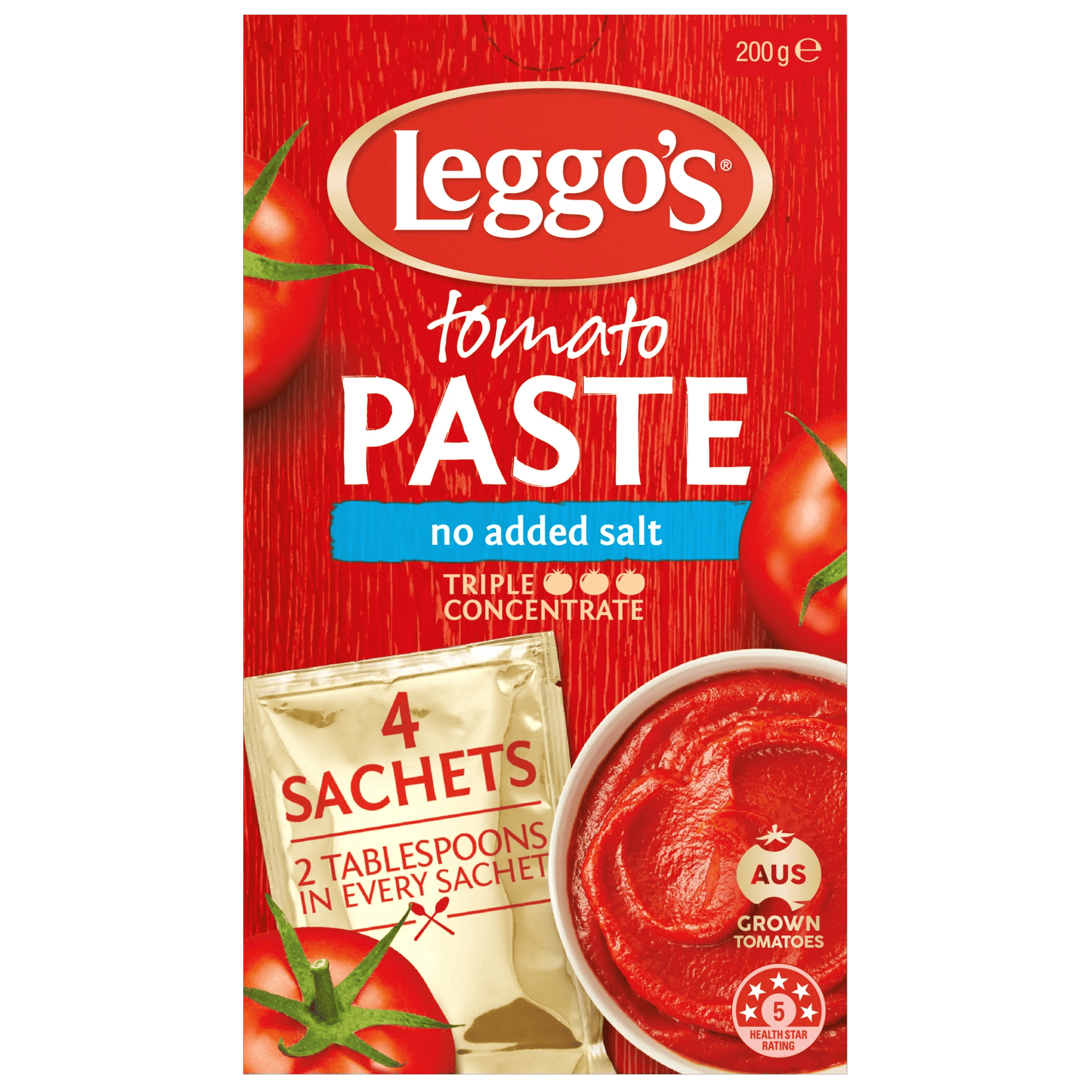 Leggos No Added Salt Tomato Paste Sachet 200 grams 