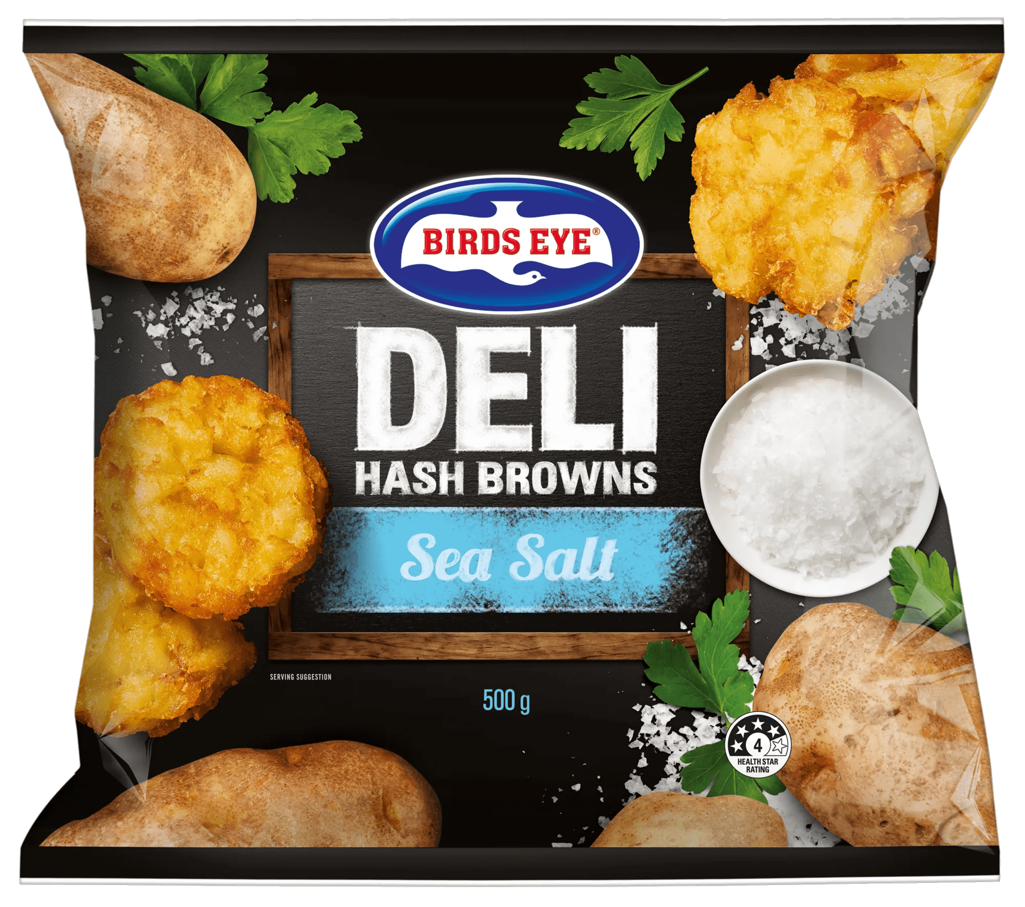 Birds Eye Deli Hash Browns Sea Salt 500 Grams Bagged