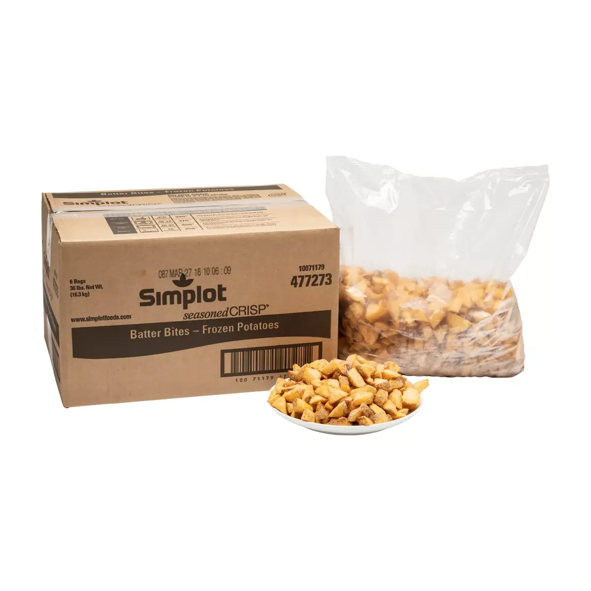 Simplot SeasonedCRISP® Fries Bocados de papa con cobertura, con cáscara, Estilo