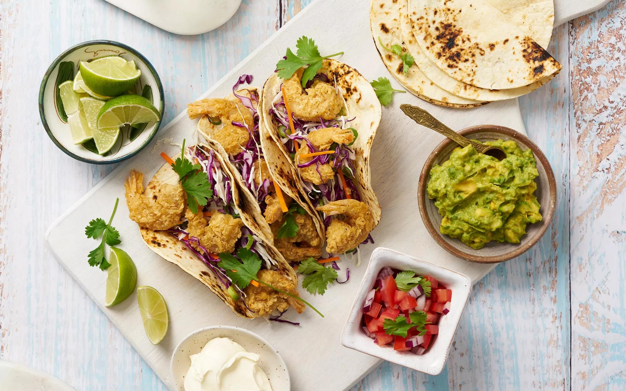 Crispy Salt & Pepper Prawn Tacos