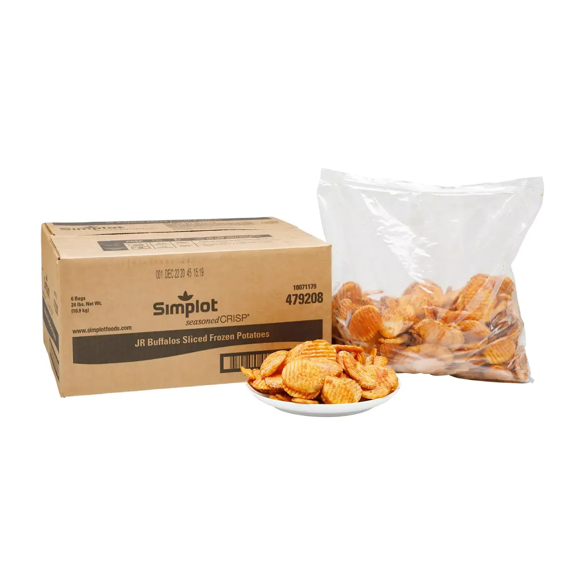 Simplot SeasonedCRISP® Fries Buffalo Battered Potato Slices, Styled