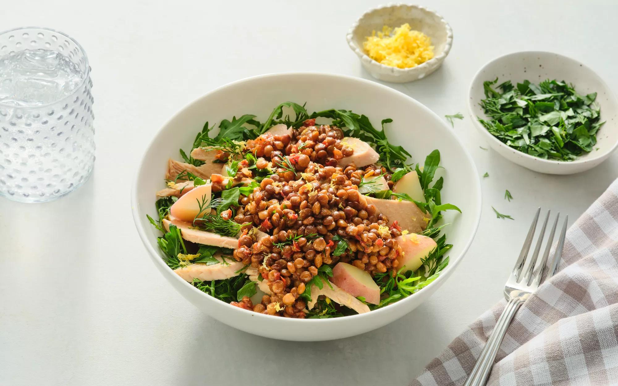 Lentil Tuna and Rocket Salad