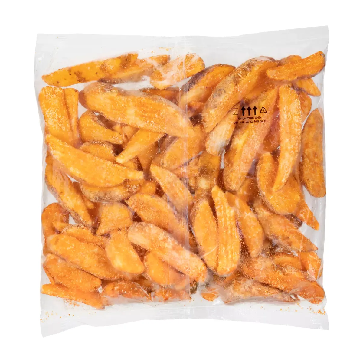 Simplot SeasonedCRISP® Delivery+® Savory Battered 8 Cut Crinkle Cut Wedges, Skin On, Back Innerpack
