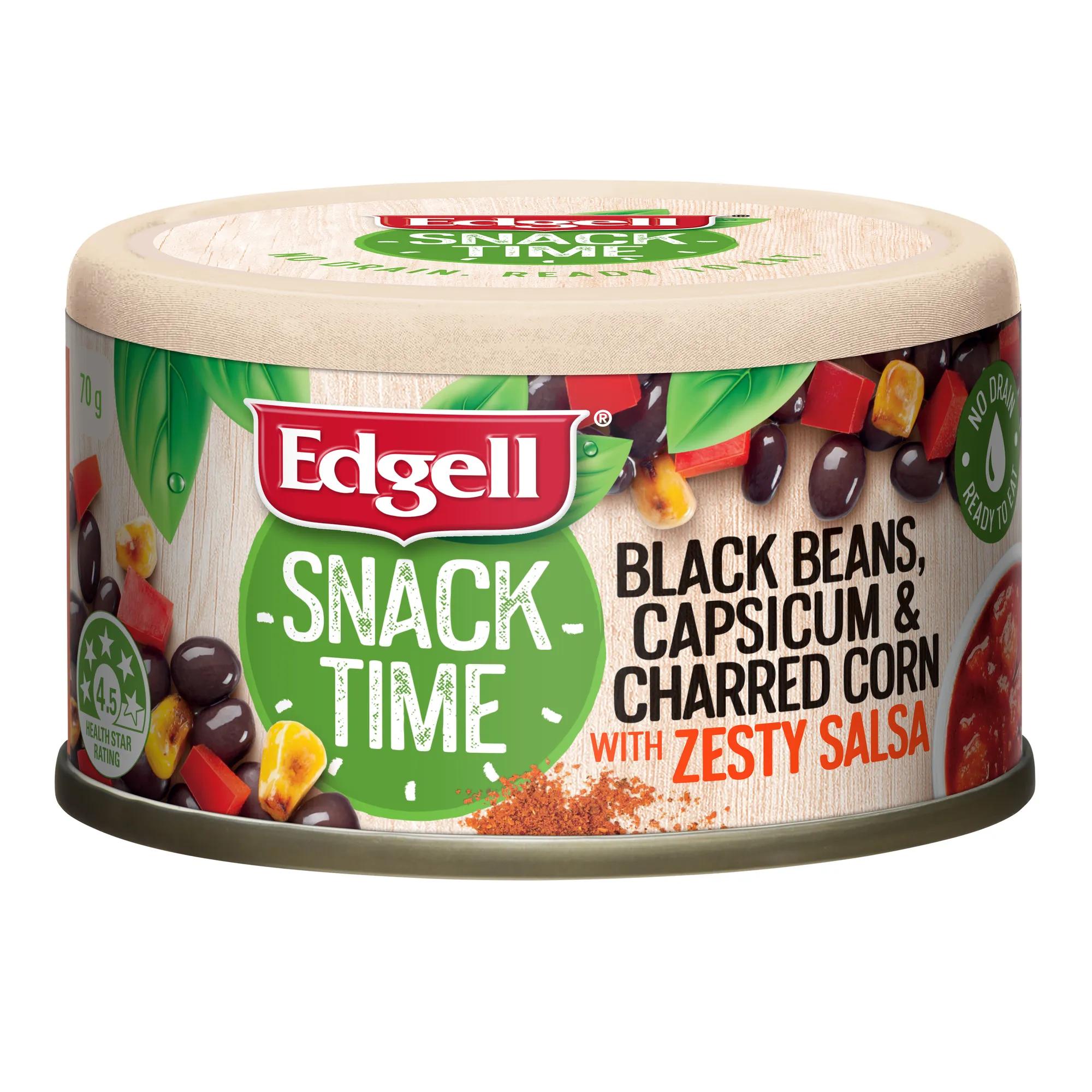 Edgell Black Beans Capsicum and Charred Corn with Zesty Salsa 70g, Can